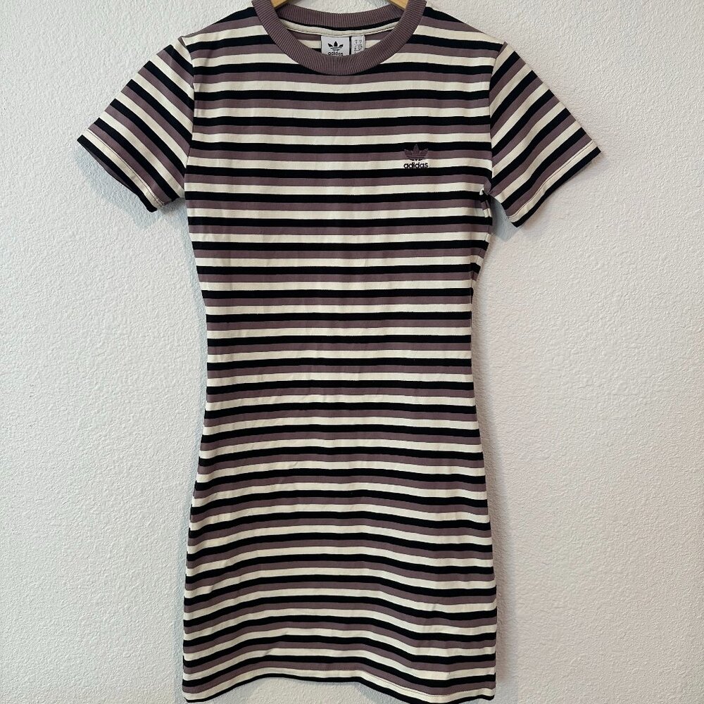 ❌sold on depop ❌NWT! Adidas -Purple Stripes - Mini Bodycon Dress - Picture 3 of 5